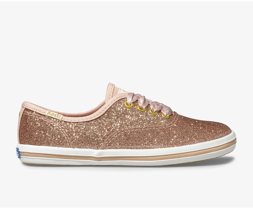 Kids Keds Sneakers - Kate Spade new york Champion Glitter - Rose Gold - 6283-DTXLM